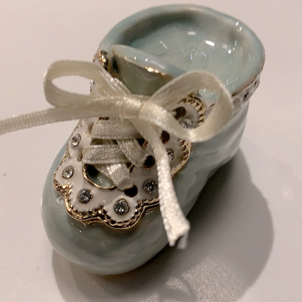 Vintage Jere! Baby Shoe Box Blue/greenCrystals